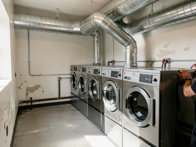 Shelton Dryer Vent Cleaning team performing large-scale commercial dryer vent cleaning in Shelton