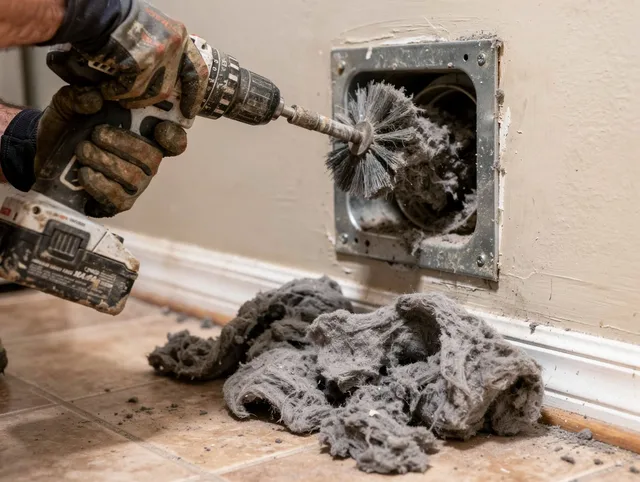 Certified Shelton Dryer Vent Cleaning technician performing dryer vent cleaning in Shelton